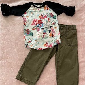 Gap pants and a Japanese design shirt. Pants are 3T shirt is a small 4T.